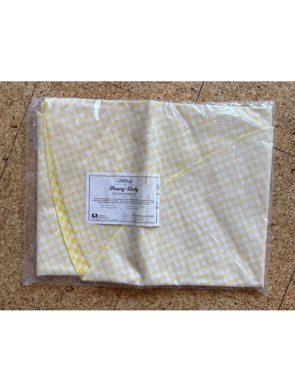 Vermont Country Store Oilcloth Tablecloth 54in Round Yellow Gingham YEL 54 RND